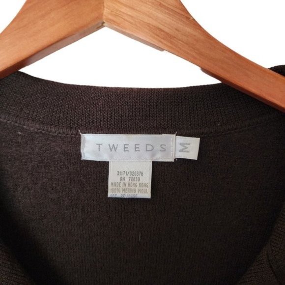Tweeds Women's Brown 100% Merino Wool Long Sleeve Cardigan Shaket M Medium Jacke - Picture 11 of 16
